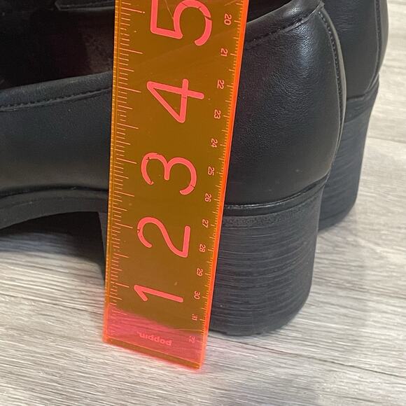 Womens Chunky Heels Loafers Y2K 8.5 Academia School Girl Platform Concert Event - Picture 6 of 9